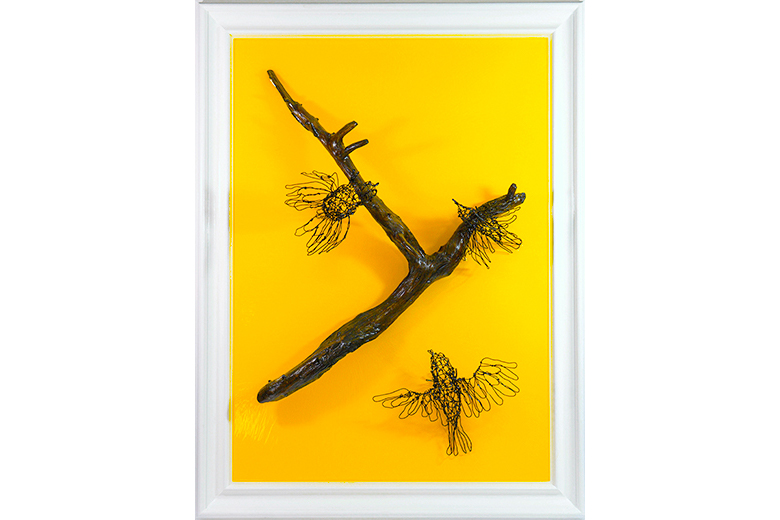 Dawn Chorus - Wire and wood set in resin